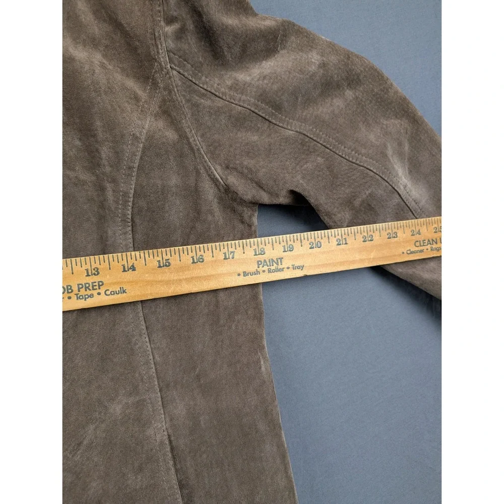 Chicos Suede Leather Zip Front Jacket Brown Size‎ 0 Minimalist Classic